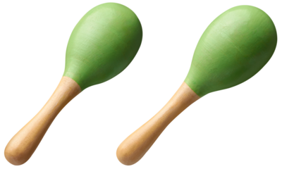 wooden maracas, rattle shaker toy for babies that provide sensory stimulation and encourage motor skill development, musical instrument isolated on white background without shadows