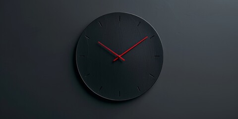 A black clock with red hands showing the time of 11:30