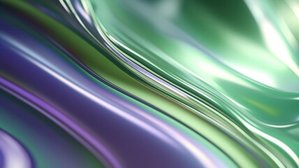 The close up of a glossy metal surface in lavender, mint green, and olive green colors with a soft...