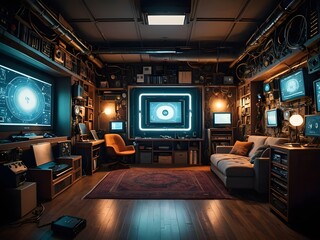 living room with tv
