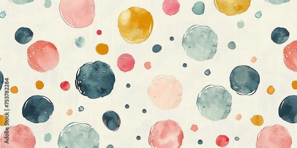Poster a colorful pattern of small circles is displayed on a white background