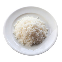 Rice in a plate on a transparent background. Isolated.