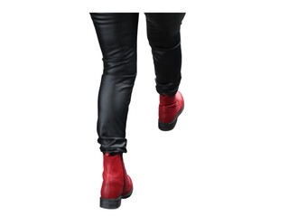 Red boots fashion statement on white background