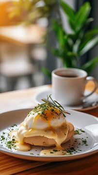 Eggs Benedict with a modern and sophisticated touch.  Food Image