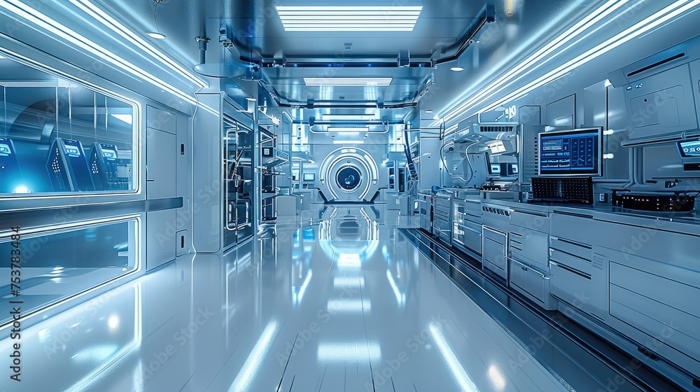 Aufkleber high-tech laboratory, large laboratory space. generative ai.