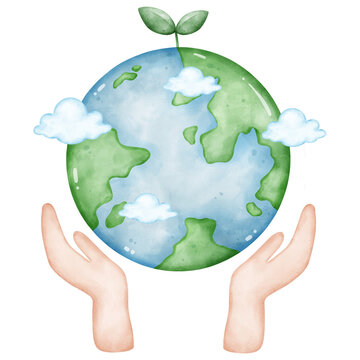 Illustration of hands holding the earth