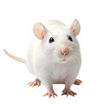 White laboratory rat isolated on transparent background.