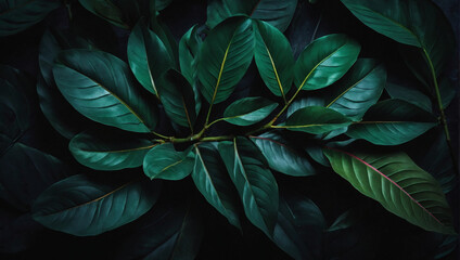 Fototapeta na wymiar Mysterious allure of abstract plum leaves for a textured tropical background. Flat lay, dark nature concept, tropical leaf.