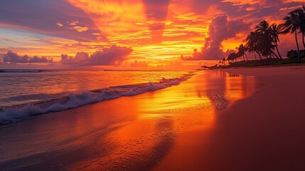 Fototapeta na wymiar Breathtaking Tropical Beach Sunset