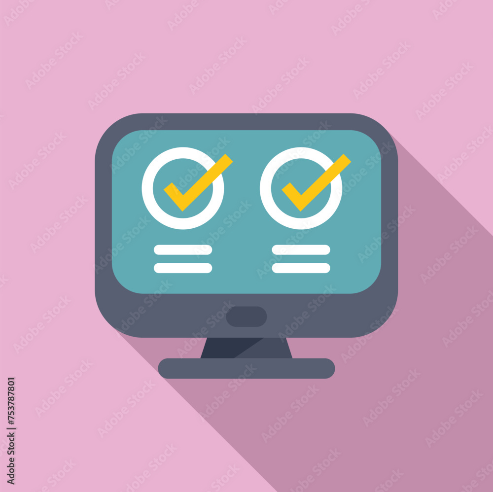 Aufkleber approved online registration icon flat vector. multifactor pc device. digital data code