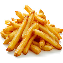 Crispy Home Style Fries on White Background, Captured from the Front, Photography Masterpiece created with Generative AI technology