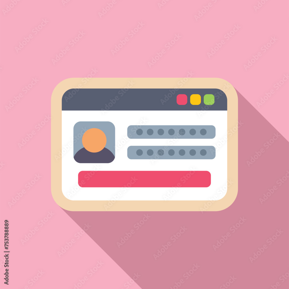 Poster new login device icon flat vector. form register sign. digital step data code