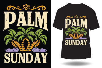 A vibrant vector T-Shirt illustration of Palm Sunday. The premium T-Shirt design for the Christian religion on the Sunday before Easter