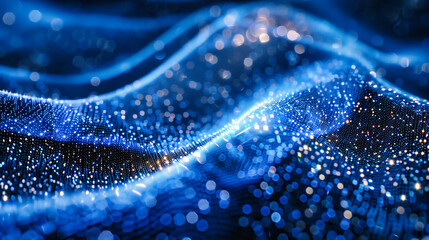 Futuristic Technology and Communication, Bright Blue Digital Cables, Virtual Network Concept - obrazy, fototapety, plakaty