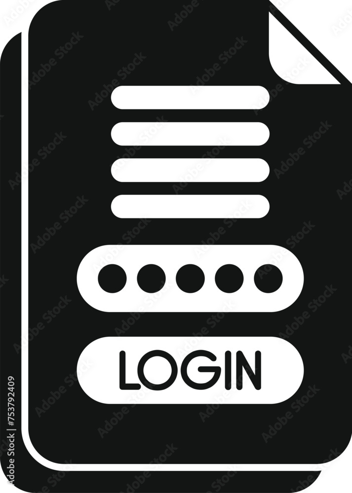 Poster login password registration icon simple vector. internet number form. password digital verify