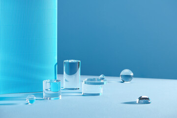 Acrylic empty podium for product presentation on color