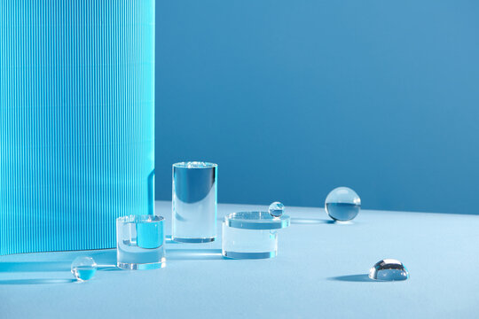 Acrylic empty podium for product presentation on color