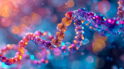 Human cell biology DNA strands molecular structure illustration - obrazy, fototapety, plakaty