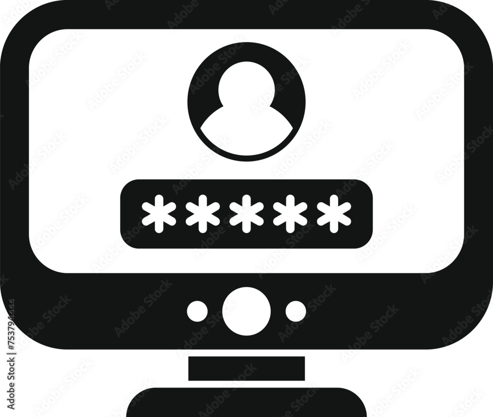 Poster login home computer icon simple vector. number online form. step data code