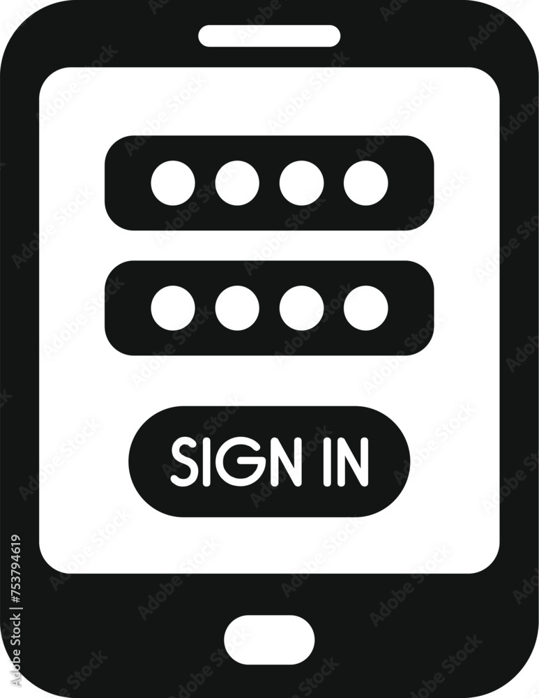Poster sign in tablet device icon simple vector. new member online. code device data