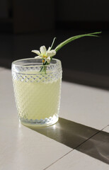 delicious Christmas party drink decorated with flowers