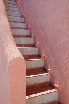 Close up of a pink stairs on Procida Island