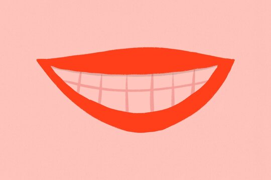 Red lips smile illustration, happiness concept