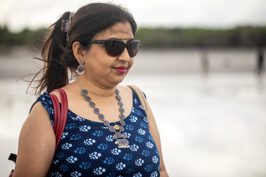 Portrait of an Indian woman enjoying holiday 