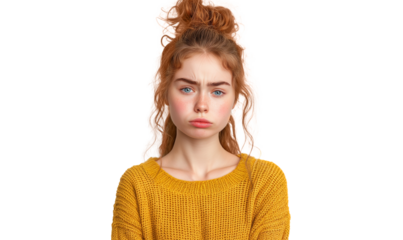 Beautiful young teenage girl looking upset,