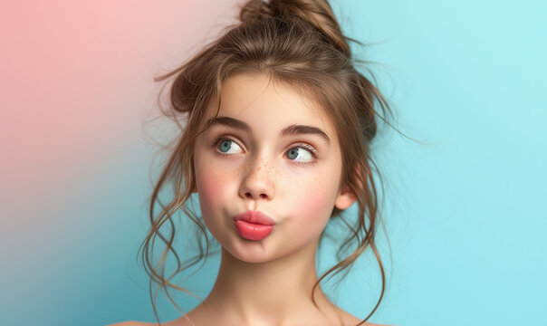 Close-up on teen girl looking thoughtful and uncertain