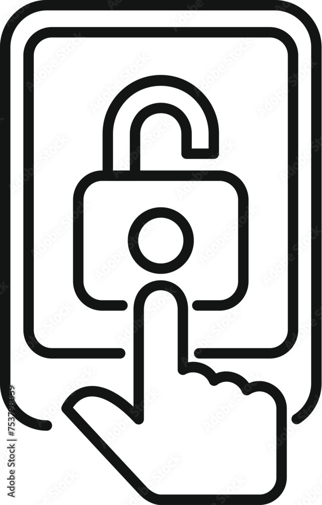 Poster unlock device registration icon outline vector. code device data. editable online