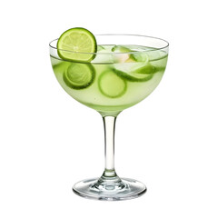 An Isolated Cucumber Gimlet Cocktail Drink, Transparent Background, PNG