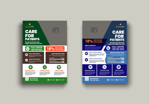 Design of a modern medical flyer template using a corporate healthcare layout, a healthcare flyer template for printing, a flyer design template for healthcare advertising.