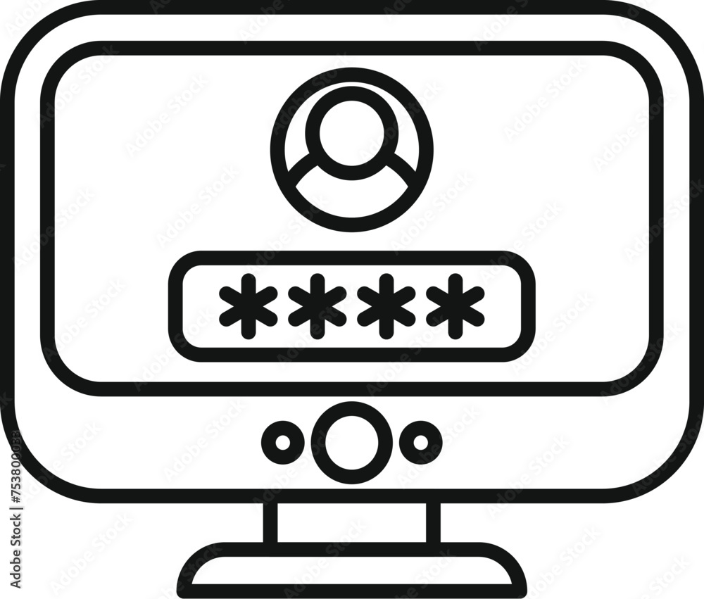 Poster login home computer icon outline vector. number online form. step data code