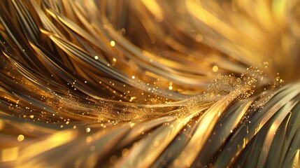 Gilded Cascade: Cascading Yucca leaves shimmer with cascades of golden particles, creating a mesmerizing spectacle. - obrazy, fototapety, plakaty
