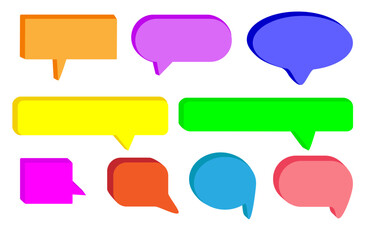 Set of speech text bubbles, chat window, message box, bright, brutal. Vector illustration.