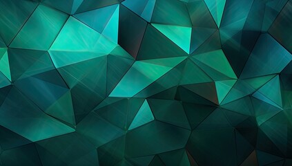 Fototapeta premium Abstract polygonal background with green and blue triangles. 3d rendering
