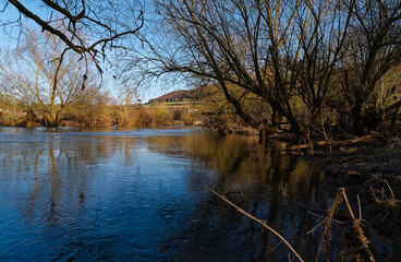 Die Fränkische Saale bei Euerdorf, Landkreis Bad Kissingen, Unterfranken, Bayern, Franken, Deutschland