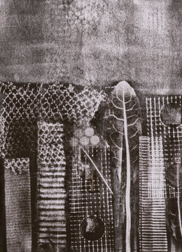 A city-scape mono print landscape 