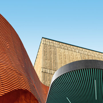 Modern colorful buildings as geometric abstract architecture