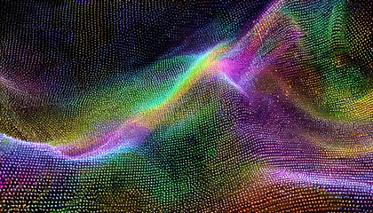 Digital hologram; color moving lines background, technology banner; light painting