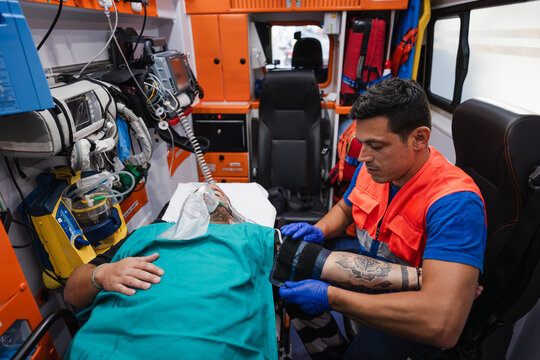 paramedic working in the ambulance