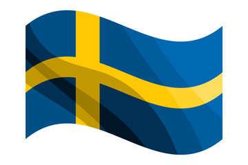 Swedish flag. Vector illustration  isolated on white background.
