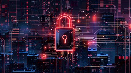 Create a wide banner design that conveys the idea of a secure connection through imagery of encrypted data and digital security measures. --c 5 --ar 16:9