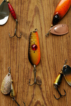 a pile of fishing lures one in the middle