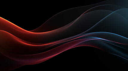 Dynamic Abstract Curves in Red and Blue on Black Gradient Background