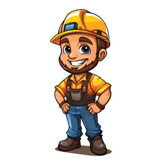 A cartoon illustration of a construction worker. 