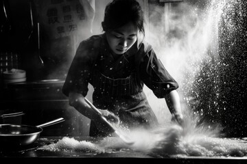 Obraz premium Celebrating labor day: powerful black and white image capturing the versatility of woman at work, showcasing their strength, dedication, and contributions across diverse professions and industries