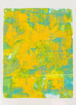 Printed acrylic abstract with circle and bubble wrap detail