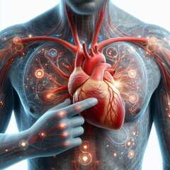 Realistic 3d rendered Image of human heart - obrazy, fototapety, plakaty